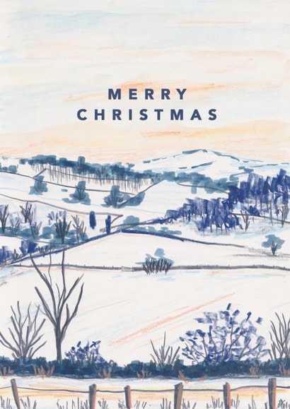 Classic Christmas Card - Snowy Fields created by Joy Jen Studio