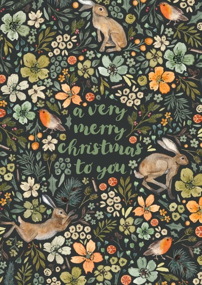 Classic Christmas Card - A Very Merry Christmas To You - Woodland created by Elena O'Neill