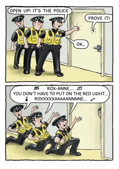 Funny Birthday Card - Police - Roxanne created by Paperlink and Meraki Greeting Cards