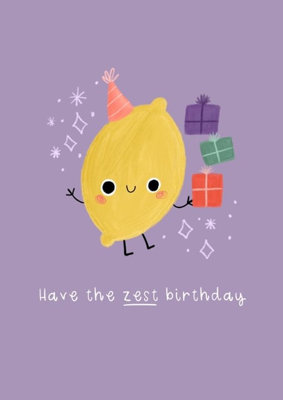 Cute Birthday Card - Lemon - Zest Birthday created by Becky Down