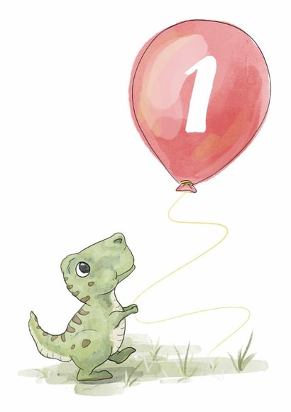 Cute 1st Birthday Card - Dinosaur - Balloon created by Jade Blakeley