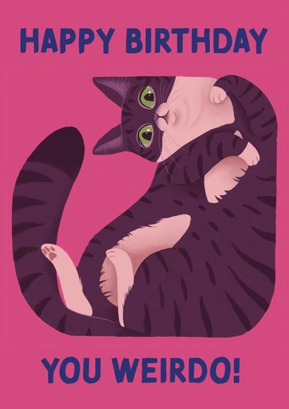 Cute Weirdo Cat Birthday Card created by Carrie-Anne Brown