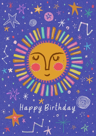 Arty Birthday Card - Celestial - Sunshine created by Sarah Harding