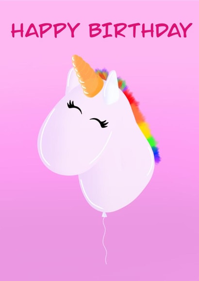 Cute Unicorn Balloon Happy Birthday Card created by DC Cards