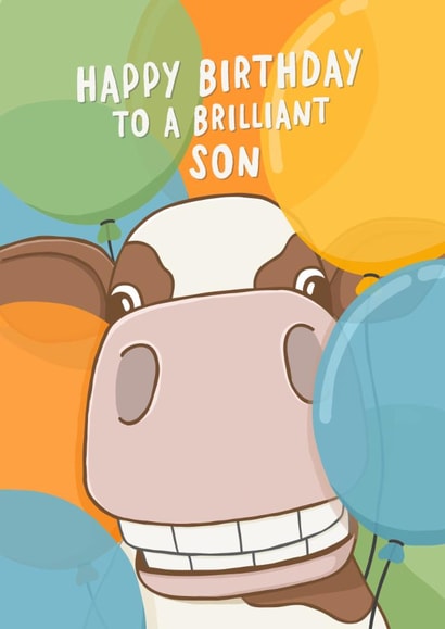 Cute Birthday Card - For Son - Cow created by Fliss Muir