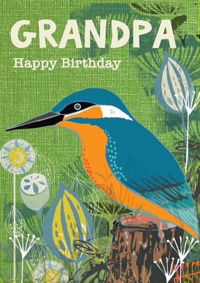 Classic Birthday Card - For Grandpa - Kingfisher created by Rocket68