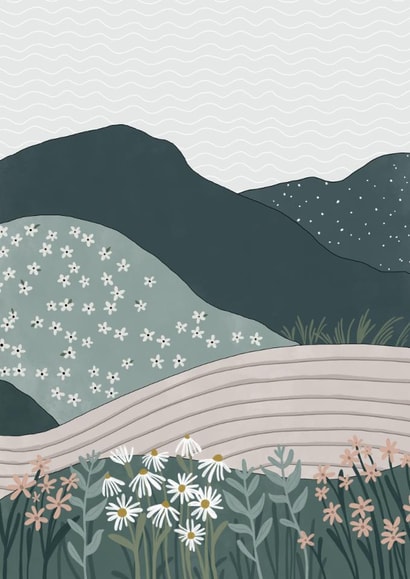 Beautiful Illustrated Meadow with Fields of Wild Flowers created by Jessie Miles