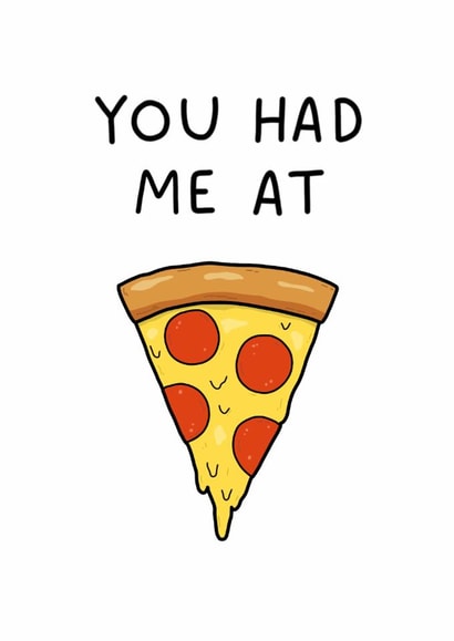 Cute and playful romantic card - ideal for pizza lovers and couples created by That Little Map Shop