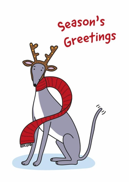 Cute Christmas Card - Season's Greetings - Dog created by Liz Pengilley
