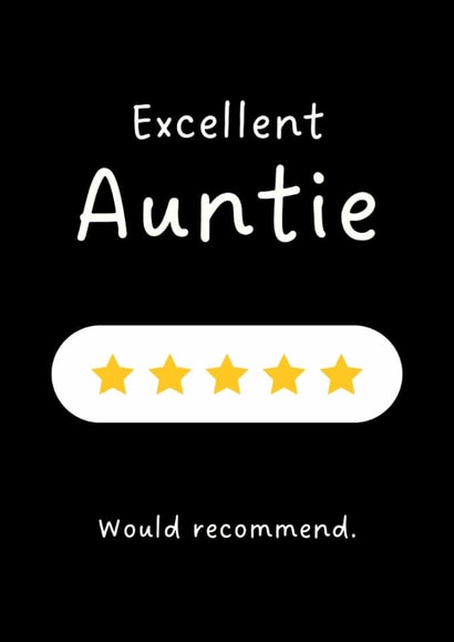 Fun Birthday Card - Five Stars - For An Excellent Auntie created by Sundiva Designs