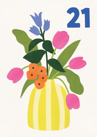 Pretty Birthday Card - 21st - Floral Vase created by Lemon and Sugar 