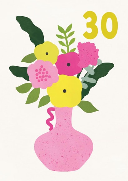 Pretty Birthday Card - 30th - Floral Vase created by Lemon and Sugar 