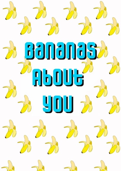 Bananas about you fun but romantic anniversary, valentines or birthday card. created by Flinks Designs