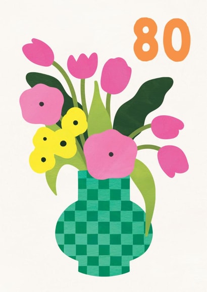 Pretty Birthday Card - 80th - Floral Vase created by Lemon and Sugar
