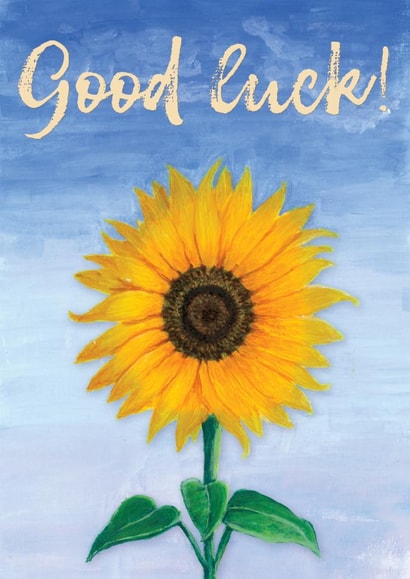 Hand-painted sunflower to say Good luck created by Claire Thomson