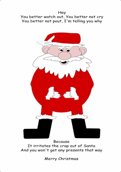 Humorous Christmas with Santa Claus for friends and family alike created by JustbyJulieCards