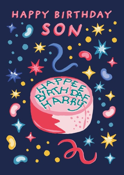 Funny Birthday Card - Harry Potter - For Son - Hagrid Birthday Cake 'Happee Birthday Harry' created by Cardology