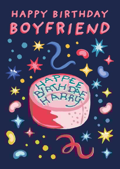 Funny Birthday Card - Harry Potter - For Boyfriend - Hagrid Birthday Cake 'Happee Birthday Harry' created by Cardology