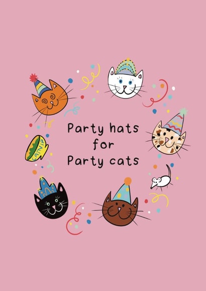 Cute Birthday Card - Party Hats For Party Cats - Cats | thortful