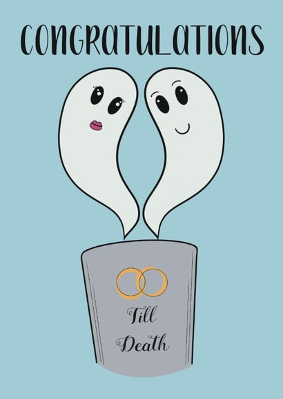 Cute ghost wedding / engagement card for alternative couples. Autumn wedding created by Flinks Designs