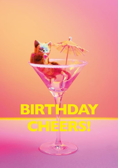 Cute Birthday Card - Cat Cocktail - Kitsch Ornament created by Ornament Art