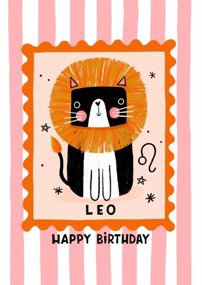 Cute Birthday Card - Cat Dressed As A Lion - Leo created by Nicola Watson