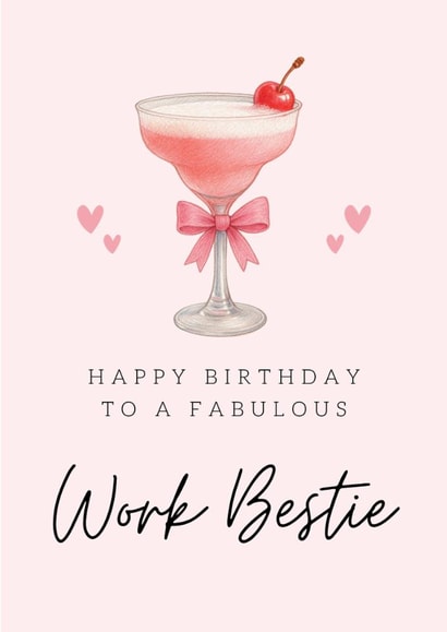 Classic Birthday Card - For Work Bestie - Pink Cocktail created by Hello Fridays Studio