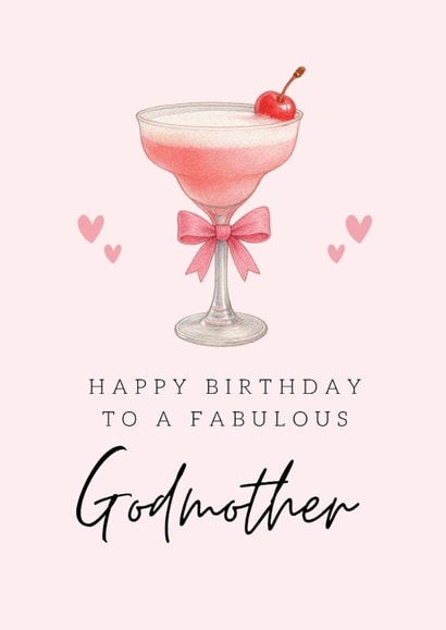 Classic Birthday Card - For Godmother - Pink Cocktail created by Hello Fridays Studio