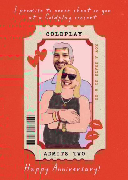 Funny Anniversary Card - Coldplay Concert Couple - Happy Anniversary - Band created by Paperlink and Meraki Greeting Cards