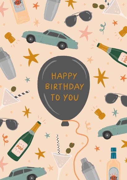 Classic Birthday Card - James Bond Themed - For Him created by The Pattern Press