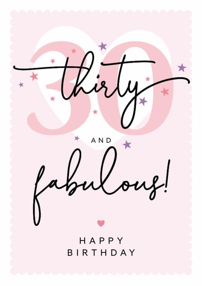 Classic 30th Birthday Card - Thirty And Fabulous - For Her created by The Stamford Press
