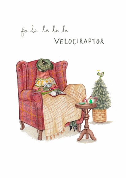 Funny Christmas Card - Velociraptor - Fa La La La La Velociraptor created by Beth Goodwin