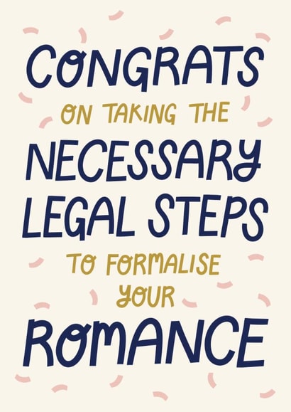 Funny Wedding Card - Legal Steps - Formal Romance created by Christine Cuddihy Illustration
