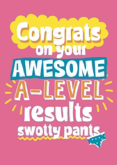 Fun Exams Card - Awesome A-Level Results - Swotty Pants created by Giddy Kipper