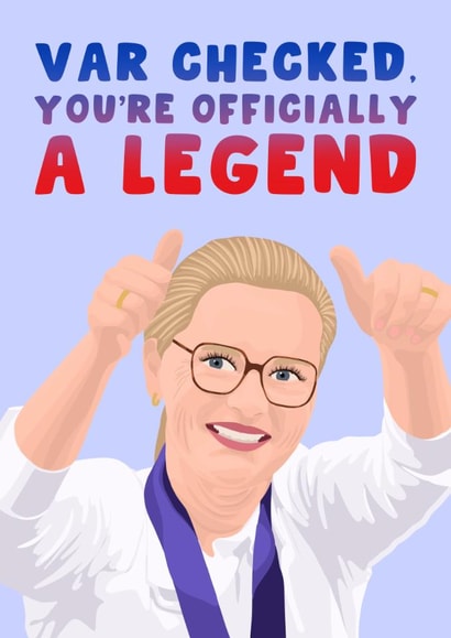 Funny Birthday/Congratulations Card - Sarina Wiegman - VAR Legend created by Pink Peach Cards