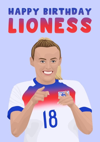 Fun Birthday Card - England Football - Lioness - Chloe Kelly created by Pink Peach Cards