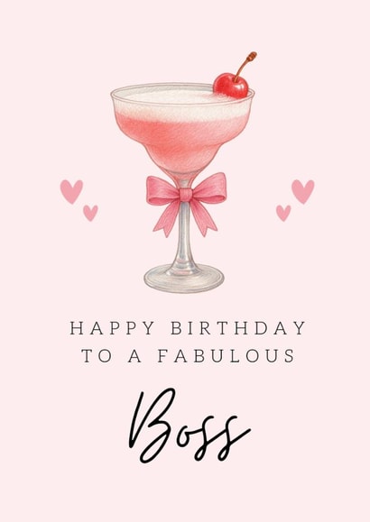 Classic Birthday Card - For Boss - Pink Cocktail created by Hello Fridays Studio