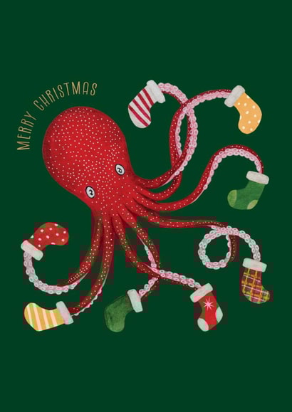 Cute Christmas Card - Octopus - Stockings created by Katie Hannah