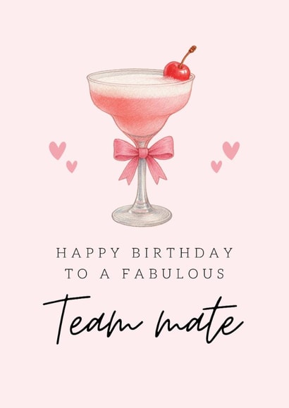 Classic Birthday Card - For Team Mate - Pink Cocktail created by Hello Fridays Studio