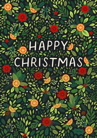 Classic Christmas Card - Holly - Poinsettias created by Pear Tree Press