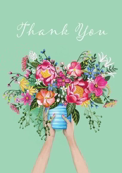 Pretty Thank You Card - Bouquet - Flowers created by Lara Waghorn