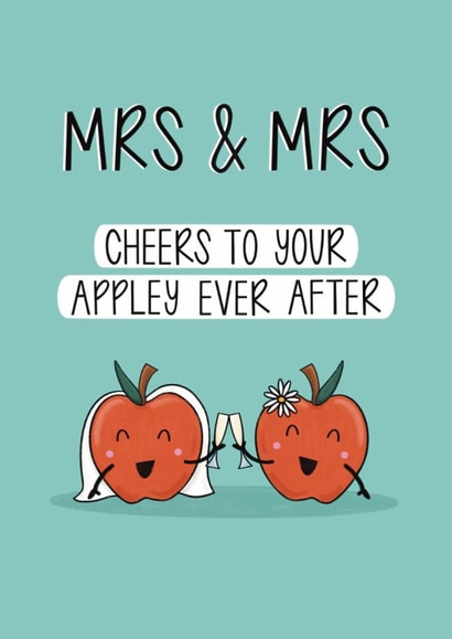 Cute Wedding Card - Mrs & Mrs - Apple Pun created by Muses & May