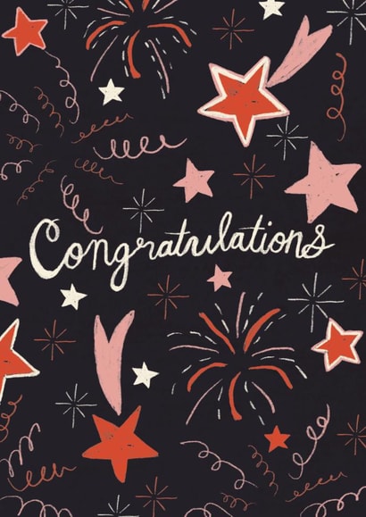 Classic Congratulations Card - Fireworks - Stars created by Isobel Rose Illustration