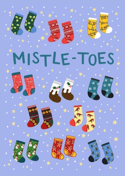 Cute Christmas Card - Mistle-Toes - Patterned Wooly Socks created by Pear Tree Press
