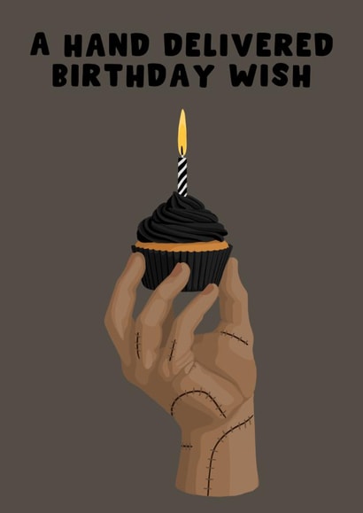 Funn Birthday Card - Wednesday Addams - Birthday Wish - Thing created by Pink Peach Cards