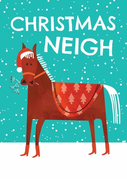 Cute Christmas Card - Christmas Neigh - Horse created by AbiGoLucky