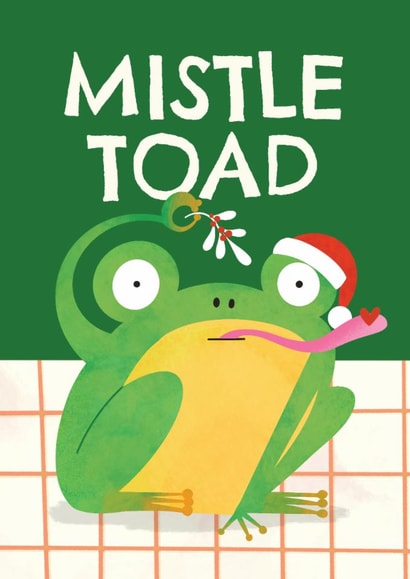 Fun Christmas Card - Mistle-Toad - Toad Pun | thortful