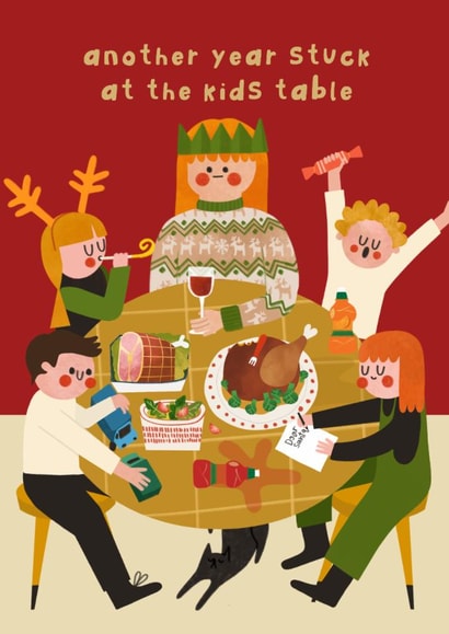Funny Christmas Card - Another Year Stuck At The Christmas Table - For Her created by AbiGoLucky