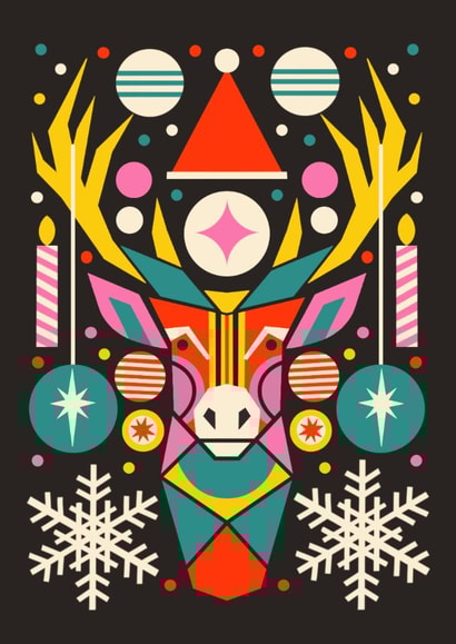 Arty Christmas Card - Reindeer - Geometric Design created by AbiGoLucky