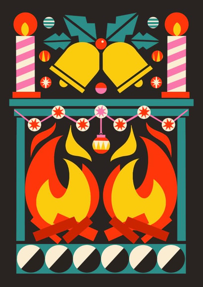 Arty Christmas Card - Geometric Design - Fireplace created by AbiGoLucky